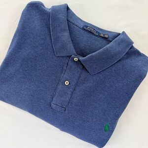 Polo Ralph Lauren Long Sleeve Polo Shirt Blue Green Pony Big and Tall Size 4XB